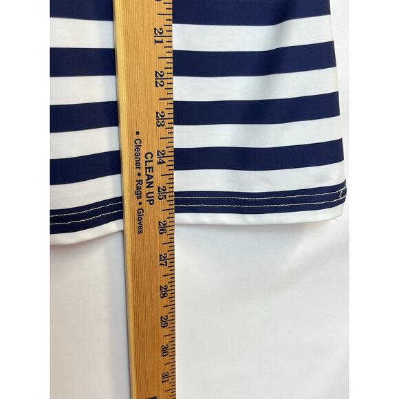 GGBlue Women's L Blue White Striped 1/4 Zip Short Sleeve Golf Athletic Shirt - Picture 6 of 8
